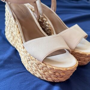 Universal Thread Cream and Tan Wedge Sandals